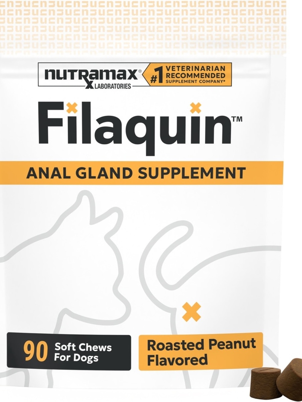 Nutramax Filaquin Anal Gland Supplement Soft Chews for Dogs - White & Orange